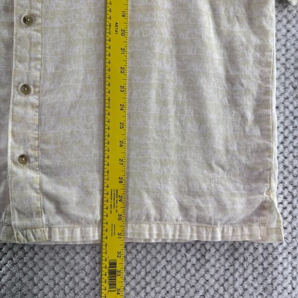 Columbia Shirt Mens XL Yellow Cotton Surfboard Print Button Front Short Sleeve - Picture 11 of 12